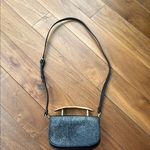 Zara Black and Gold Crossbody Bag with Adjustable Strap